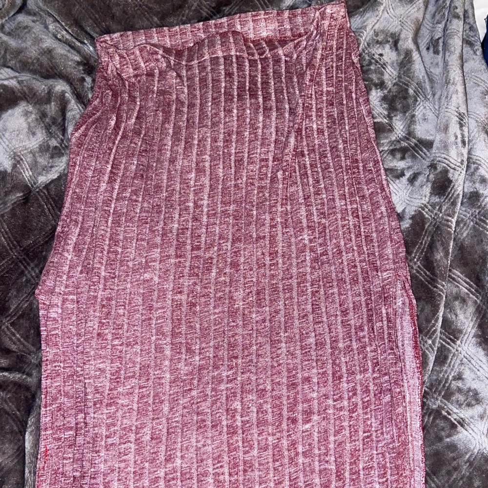 Purple Ribbed Maxi Skirt